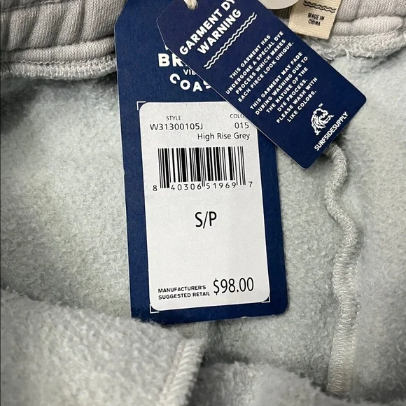 SURFSIDE SUPPLY garment dye fleece jogger pants high rise gray size small NEW